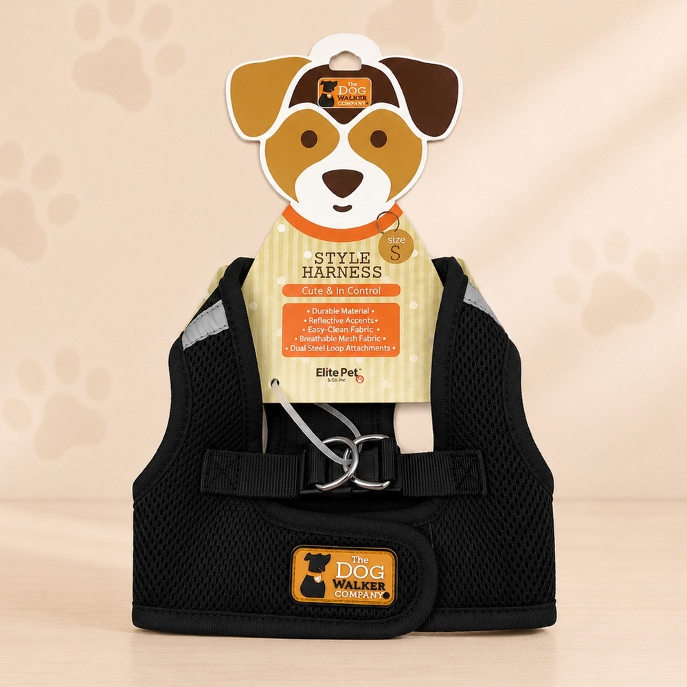 *New* Elite Pet & Co. Inc. The Dog Walker Company Black Small Harness
